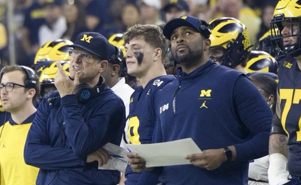 Jim Harbaugh and Sherrone Moore