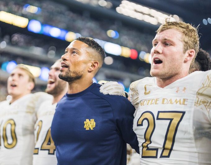 Notre Dame head coach Marcus Freeman