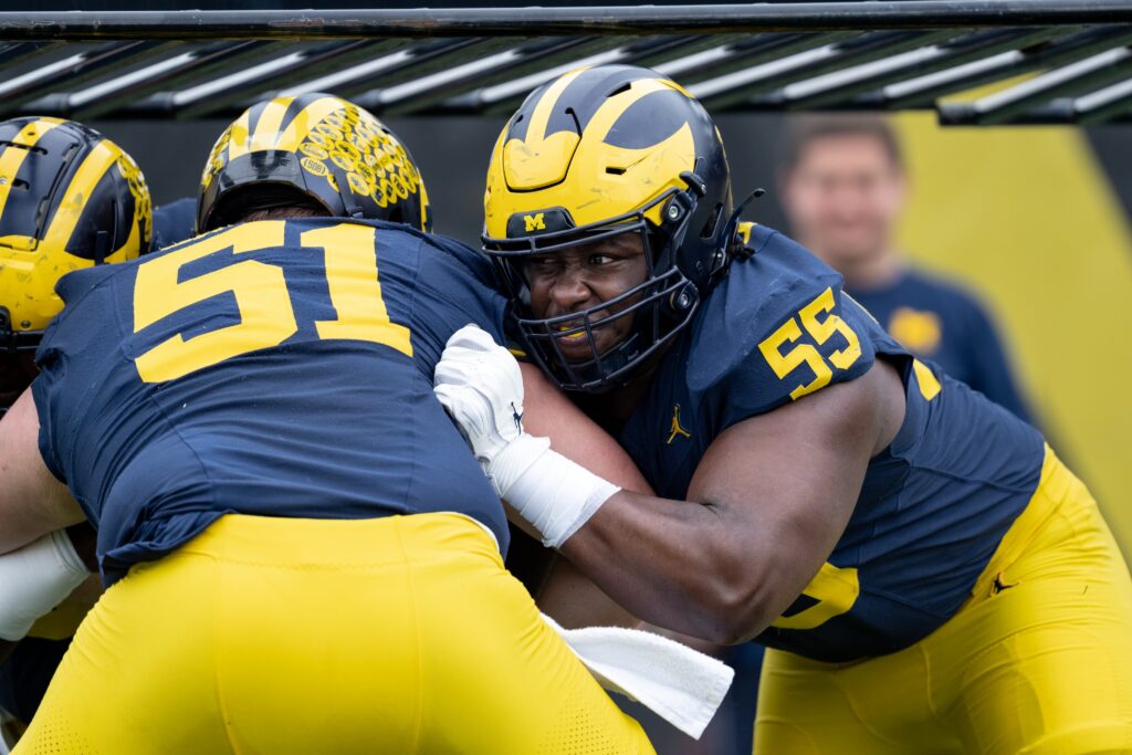 Michigan offensive lineman Nathan Efobi