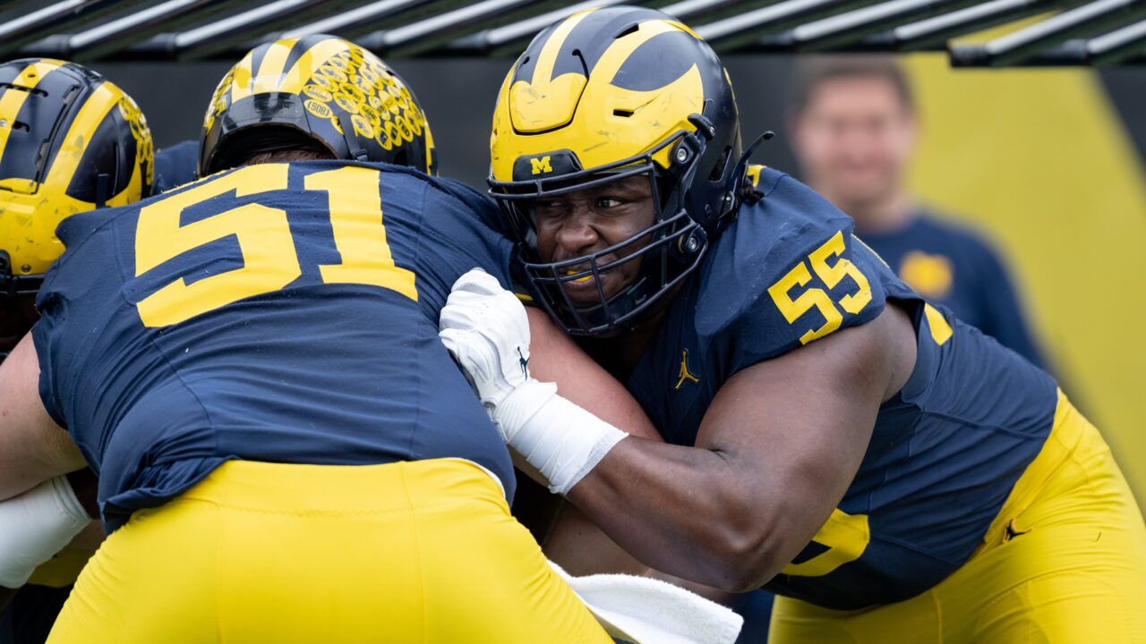 Michigan offensive lineman Nathan Efobi